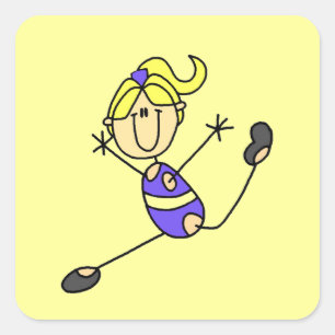 Sticker Carré Fille Blonde Gymnaste
