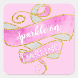 Sticker Carré Fille Blush Parties scintillant Or Rose Étinceler,