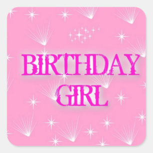 STICKER CARRÉ FILLE D'ANNIVERSAIRE