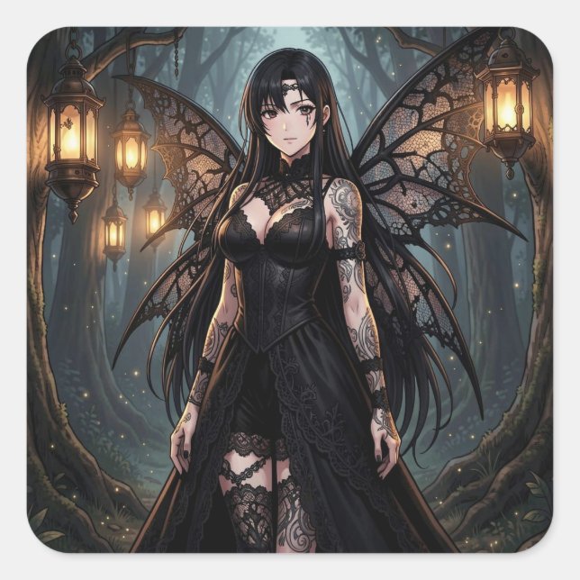 Sticker Carré Fille de Fée d'Anime Gothique Vierge (Devant)