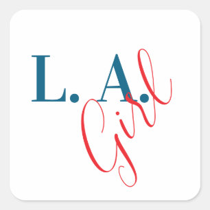 Sticker Carré Fille de L. A. Los Angeles Minimaliste Moderne Sim
