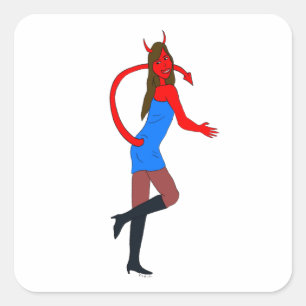 Sticker Carré fille diable