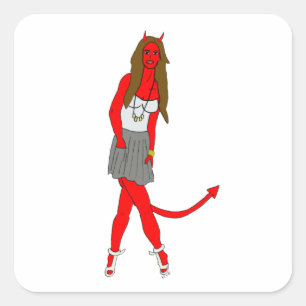 Sticker Carré fille diable