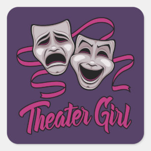 Sticker Carré Fille du théâtre de comédie et de tragédie