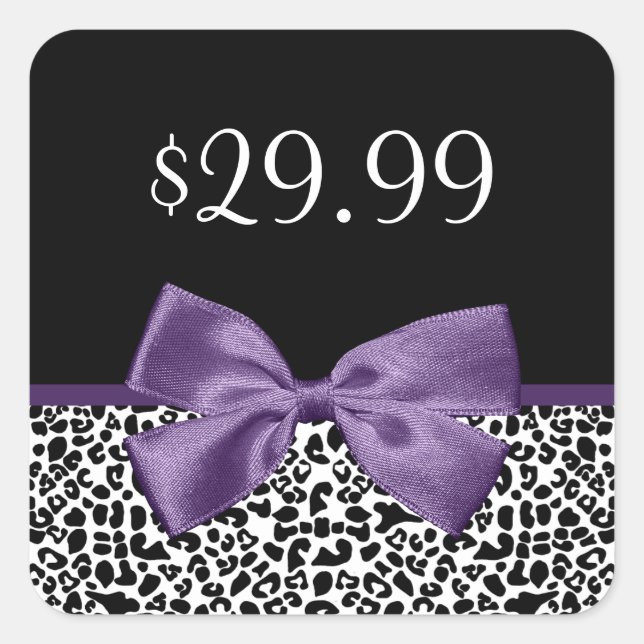 Sticker Carré Fille Empreinte de léopard tendance pourpre Bow Pr (Devant)