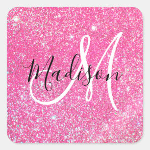 Sticker Carré Fille Glam Parties scintillant rose-chaud étincell