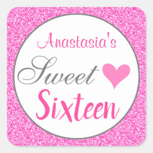 Sticker Carré Fille Glam Princess Sweet sixteen de Parties scint