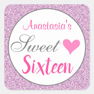 Sticker Carré Fille Glam rose Lilac violet Parties scintillant S