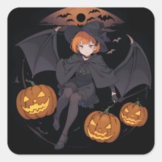 Sticker Carré fille halloween