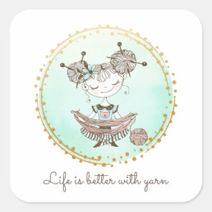 Sticker Carré Fille Louveuse de Fils Whimsical