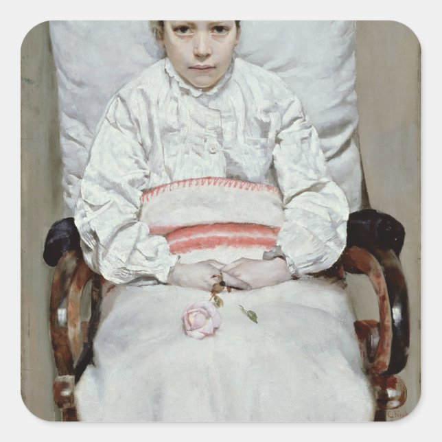 Sticker Carré Fille malade (Devant)
