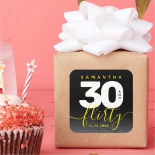 Sticker Carré Fille moderne brillant Jaune 30 et Flirty