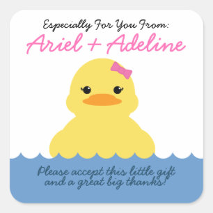 Sticker Carré fille N'IMPORTE QUEL ÂGE caoutchouc DUCKY Fête d'a