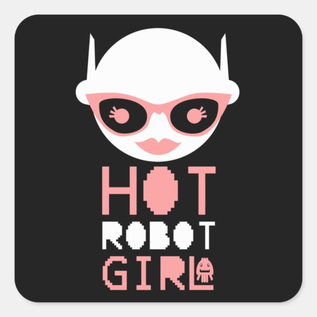 Sticker Carré Fille robot chaude (Devant)