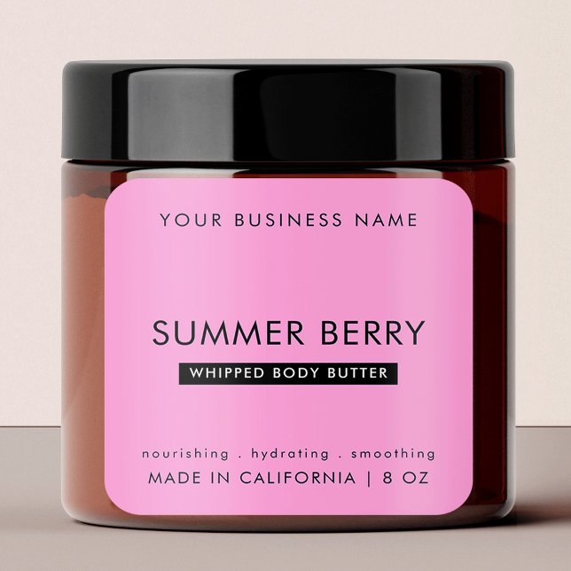 Sticker Carré Fille Rose & Noir Moderne Skincare Jar Produit (Girly Pink & Black Modern Skincare Jar Product Square Sticker)