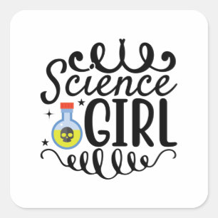 Sticker Carré Fille scientifique