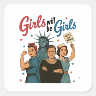 Sticker Carré Fille sera Fille Féminisme Égalité Droits des femm