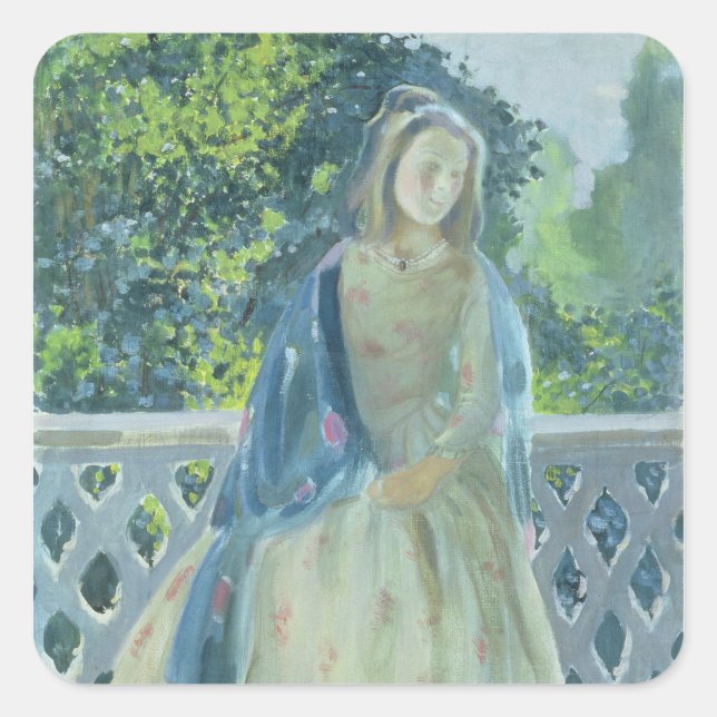 Sticker Carré Fille sur balcon, 1900 (Devant)