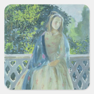 Sticker Carré Fille sur Balcony, 1900