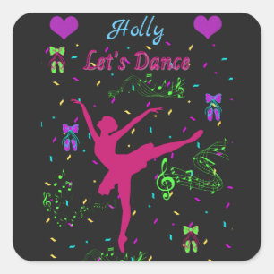 Sticker Carré Filles Danse Notes musicales