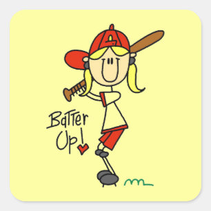 Sticker Carré Filles de Batteur T-shirts et Cadeaux de Baseball