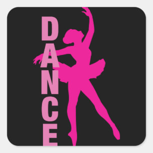 Sticker Carré Filles Hot rose Ballerina Danse