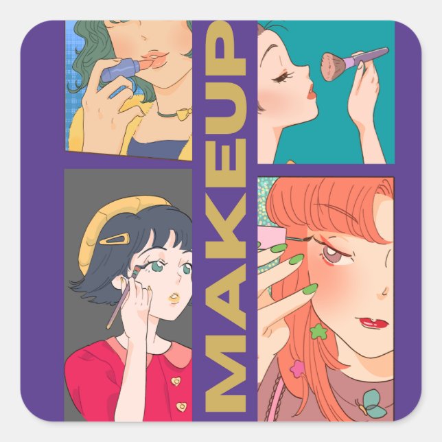 STICKER CARRÉ FILLES MAKEUP (Devant)