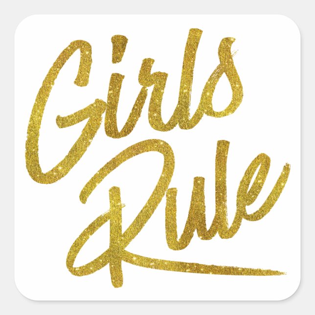 Sticker Carré Filles Règle Gold Faux Foil Parties scintillant mé (Devant)