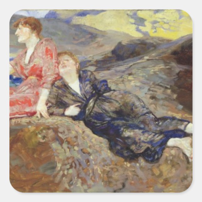 Sticker Carré Filles sur le rivage, c.1884-85 (Devant)