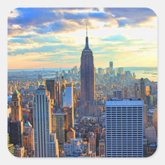 Sticker Carré Fin de l'après-midi NYC Skyline à l'approche du co