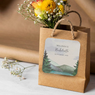 Sticker Carré Fin de semaine Rustic Mountain & Lake Bachelorette