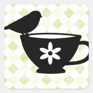 Sticker Carré Finch sur Teacup Silhouette