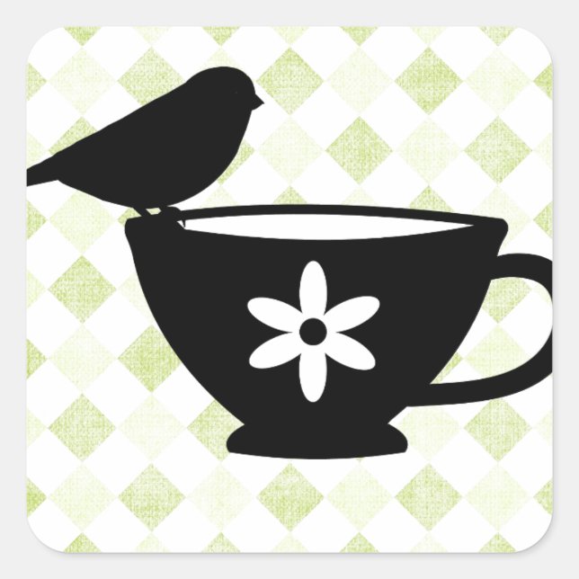 Sticker Carré Finch sur Teacup Silhouette (Devant)