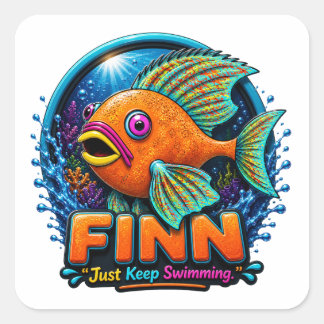 Sticker Carré Finn le Poisson – “Surfez sur les vagues de l'émer