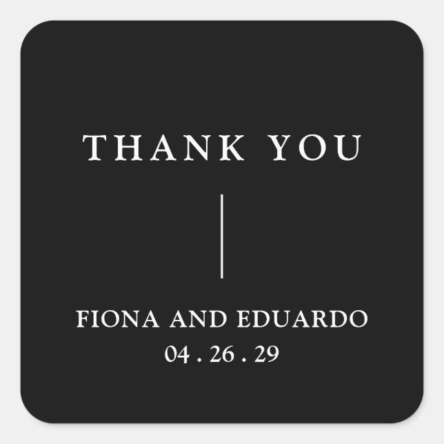 Sticker Carré Fiona Black Bold Monogram Mariage Moderne (Devant)