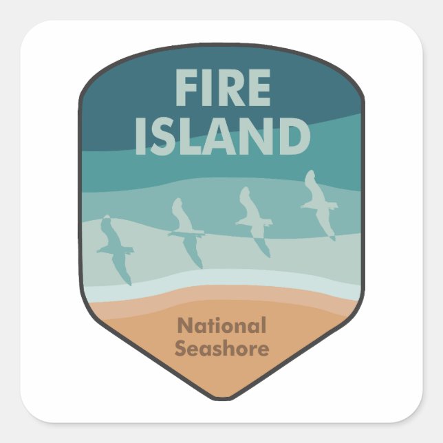 Sticker Carré Fire Island National Seashore New York Seaguls (Devant)