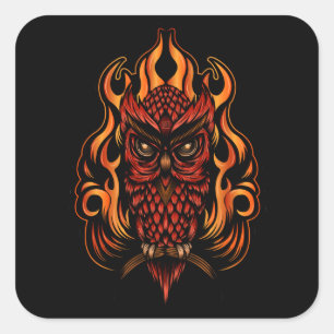 Sticker Carré Fire owl
