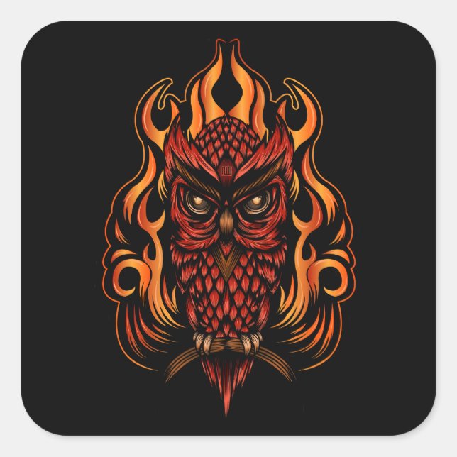 Sticker Carré Fire owl (Devant)