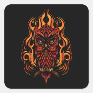 Sticker Carré Fire owl