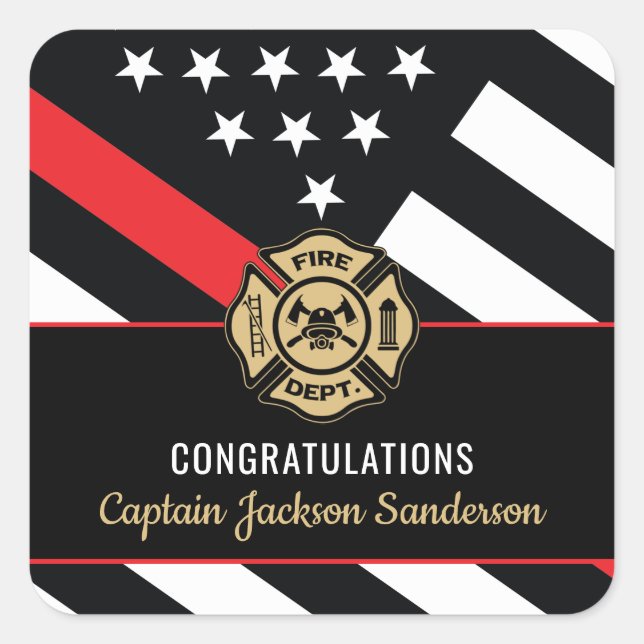 Sticker Carré Fireman Fire Department Firefighter Retirement (Devant)