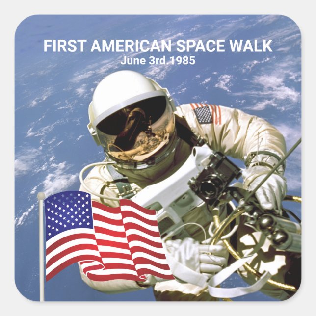 Sticker Carré First American Astronaut Space Walk (Devant)