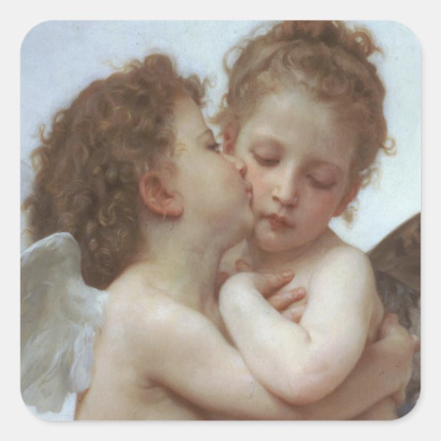 Sticker Carré First Kiss - Belle peinture d'ange (Devant)