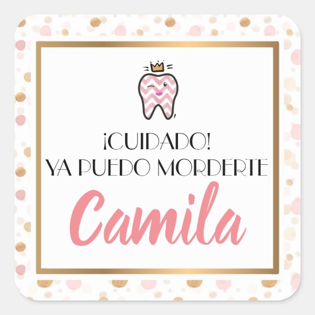 Sticker Carré First tooth label (Devant)