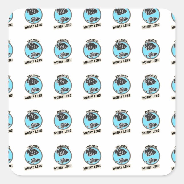 Sticker Carré Fish More Worry Less (Devant)