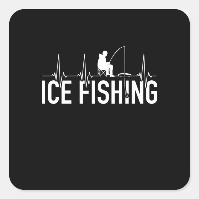 Sticker Carré Fisher Ice Fishing Hearbeat (Devant)