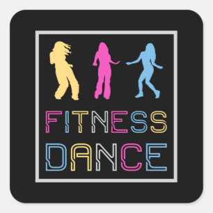 Sticker Carré Fitness Dance Gym Dancing Workout Sport Idée cadea