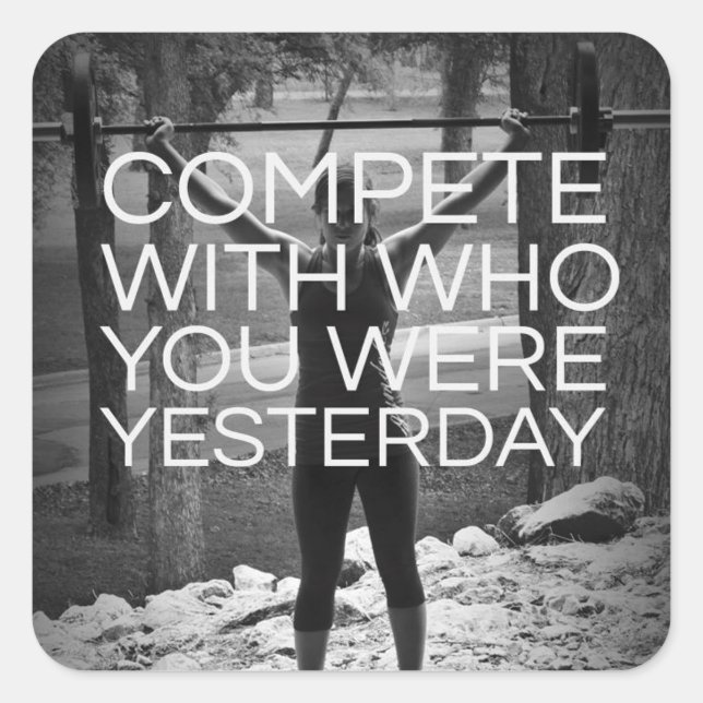 Sticker Carré Fitness Motivationnelle (Devant)