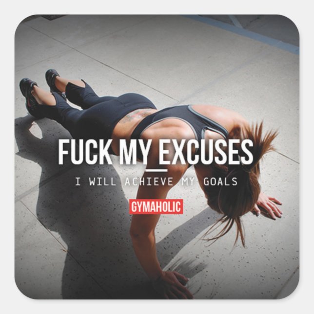 Sticker Carré Fitness Motivationnelle (Devant)