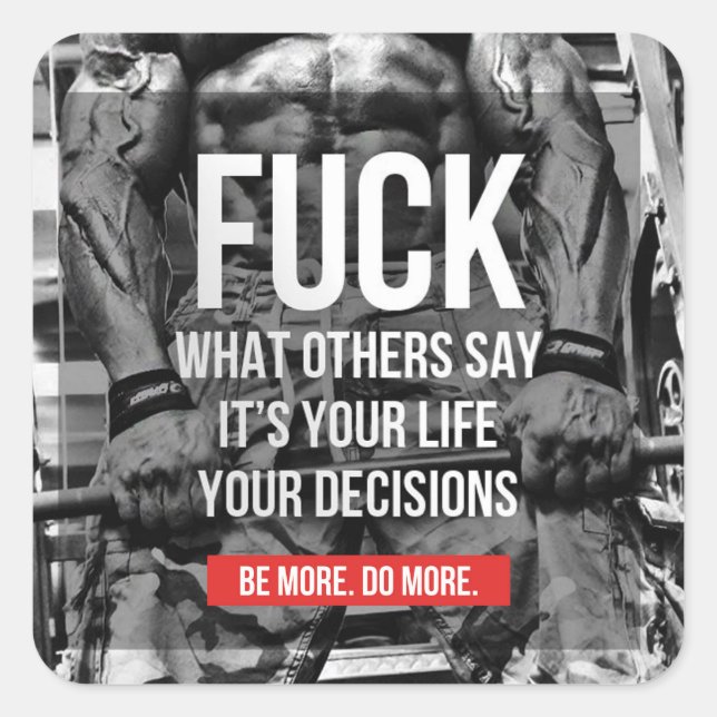 Sticker Carré Fitness Motivationnelle (Devant)