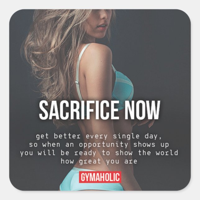 Sticker Carré Fitness Motivationnelle (Devant)